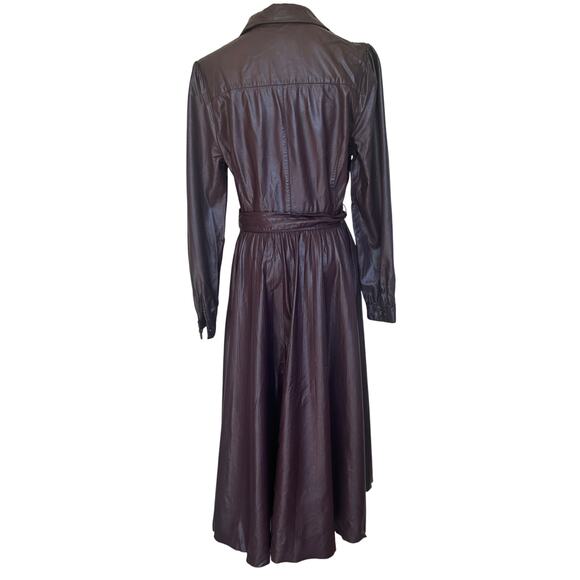 Peter Som Brown Faux Leather Midi Dress Size 10 Fit n Flare Career Designer $430 - Picture 10 of 11